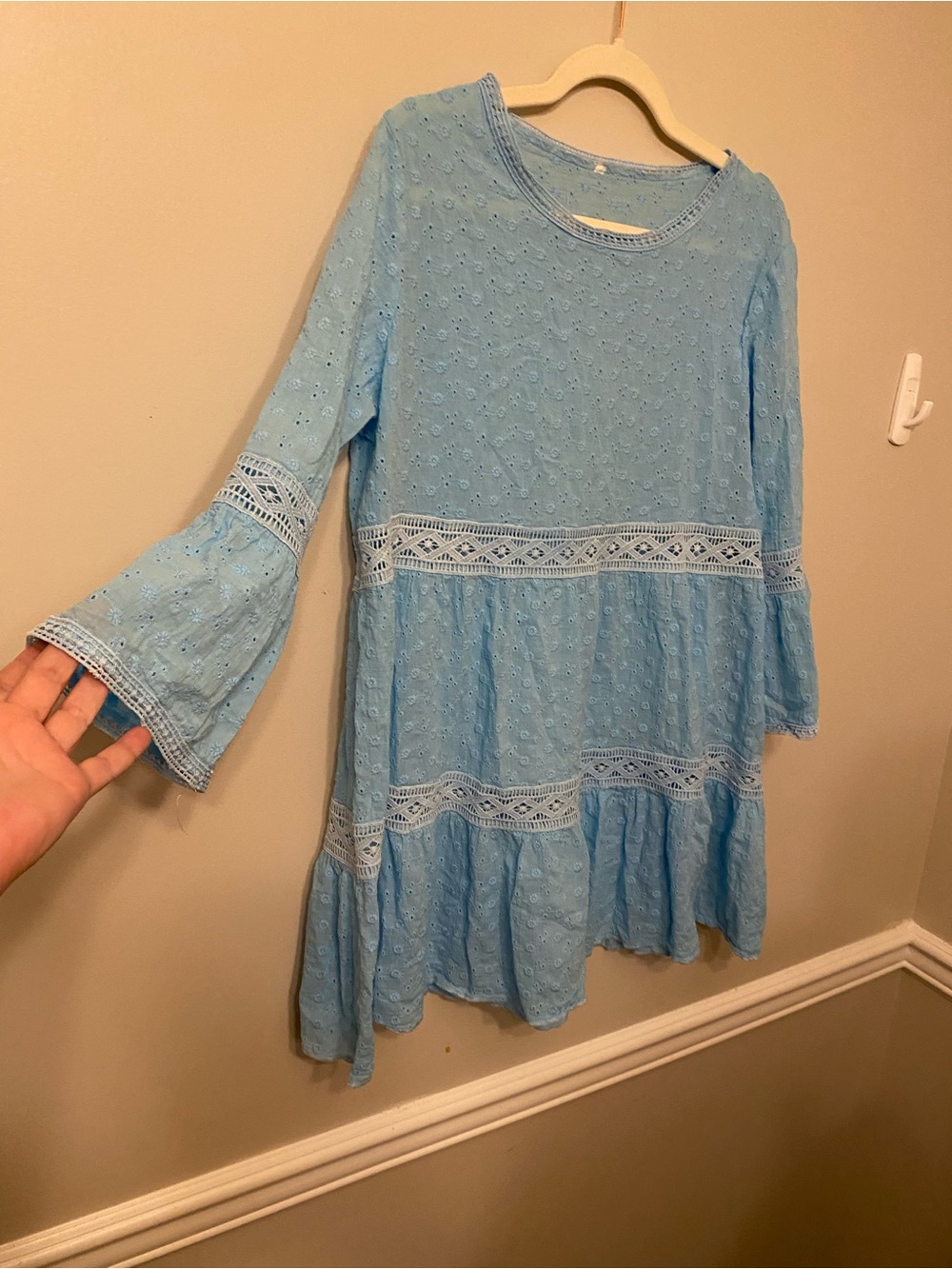 Light Blue Lace-Trim Top